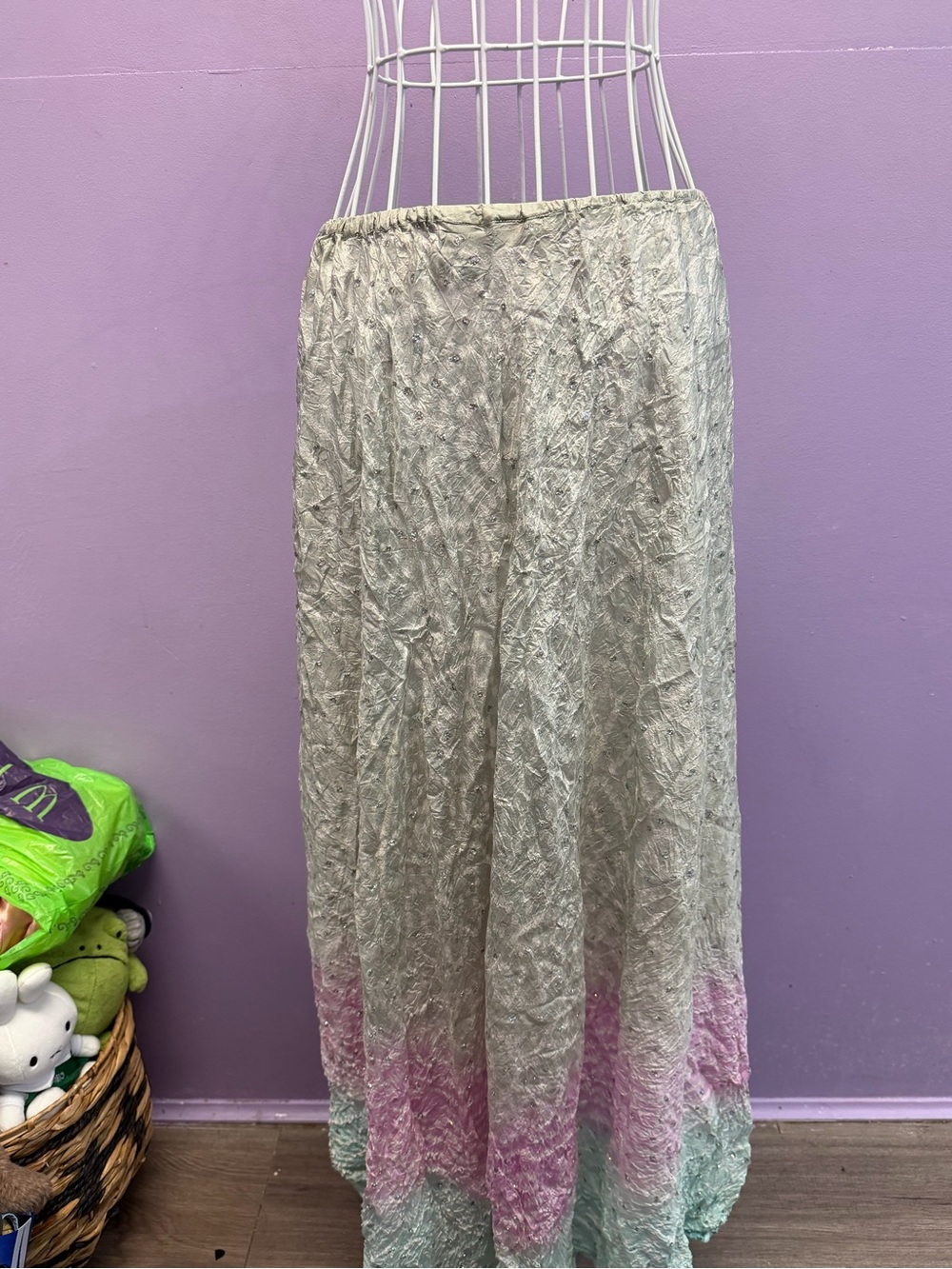 Vintage 100% silk long maxi skirt